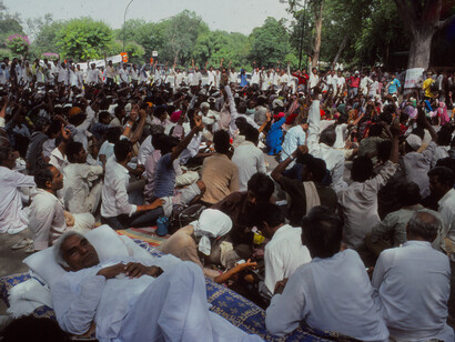 Gandhian Baba Amte and anti-dam protesters in Delhi - many movements for justice continue to use non-violent methods @ Ashish Kothari