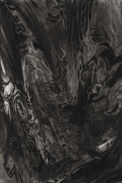 Jim Hodges. on the way between places (10), 2009. 21 charcoal and saliva on paper (8-21). 30 x 22-1/2 x 1/4 in. © Jim Hodges.