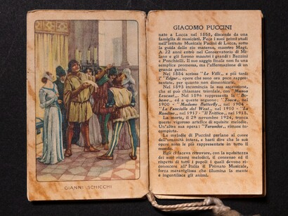 Pagina di un calendarietto tascabile regalato da un barbiere ai clienti