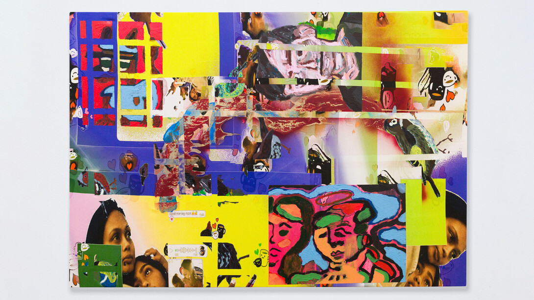 Benjamin Duax, Red Studio, 2023. Acrylic Paint on Custom Printed Canvas, 32 × 46 in | 81.3 × 116.8 cm. Courtesy of the artist and Hyacinth Gallery