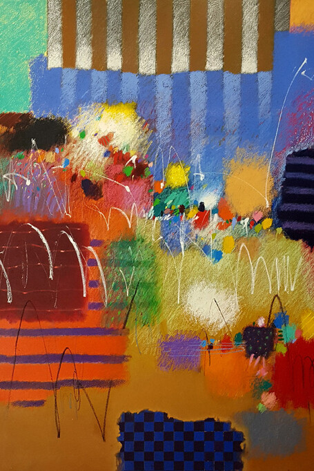 Everything is on its way to somehow, 2012. Moe Brooker. Oil and mixed media on canvas, 84 x 84 inches. Courtesy of the artist, 2017.