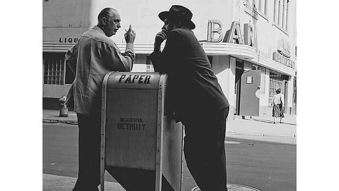 Bill Rauhauser, Conversation, c. 1955-1960, pigment print on archival paper, Framed Dimensions: 28 1/2 x 28 1/2 inches  72.4 x 72.4 cm, Courtesy Hill Gallery, Birmingham, MI (c) Bill Rauhauser