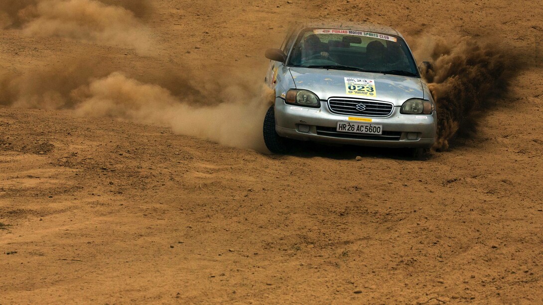 Car drifts in a race