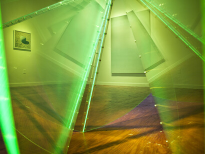 Marta Chilindron. Fluor circle (detail), 2010. Acrylic and plastic hinges, 70” diameter when opened.