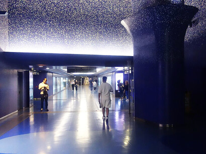 At Toledo Station, the mezzanine is home to a remarkable architectural installation by Óscar Tusquets Blanca, Naples, Italy