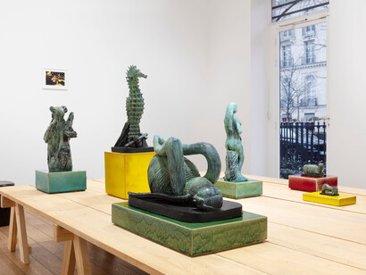 View of Johan Creten's exhibition 'How to Explain the
Sculptures to an Influencer?' at Perrotin Matignon, Paris,
2024. Photo: Tanguy Beurdeley ©Johan Creten/ADAGP,
Paris, 2024. Courtesy of the artist and Perrotin