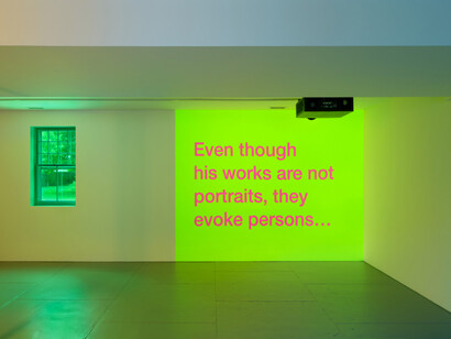 Tony Cokes, installation view, Dia Bridgehampton, New York, 2023. © Tony Cokes. Photo: Bill Jacobson Studio, New York. Courtesy of Dia:Bridgehampton