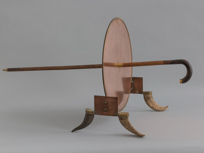 Carel Visser, Walking stick / Wandelstok, 1978, Wooden walking stick, goats horn and brass copper, 47 x 88 x 45 cm, 18 1/2 x 34 5/8 x 17 3/4 inches