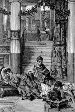 Ancient Greek or Roman domestic scene related to medicine, The Convalescent, after a painting by Lawrence Alma-Tadema