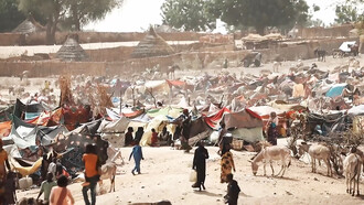 A screengrab of a refugee camp from the report “Number of Refugees Who Fled Sudan for Chad Doubles in One Week”, Chad