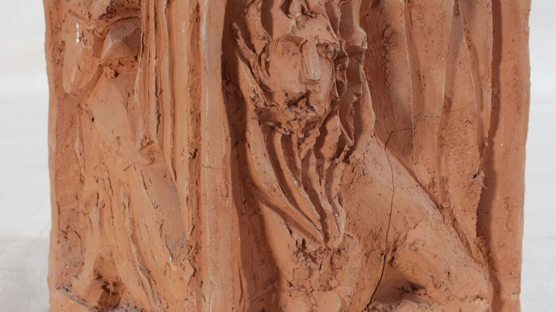 Don Marco Melzi Base “quattro Evangelisti” S. Marco, S. Luca, S Giovanni, S. Matteo Terracotta grezza Bozzetto scultoreo bassorilievo cm 15x15x15