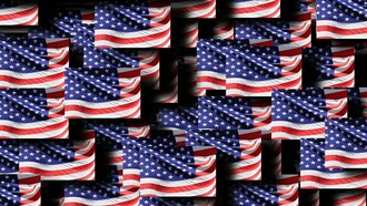 Eine Collage amerikanischer Flaggen