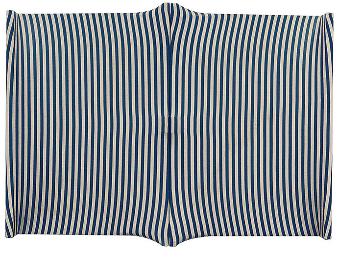Enrico Castellani, Superficie rigata bianca e blu, 1963, Canvas in relief, 27 13/16 x 39 3/8 x 2 3/4 inches (70.7 x 100 x
7 cm) Collection of the artist. © 2014 Artists Rights Society (ARS), New York /SIAE, Rome. Photo Credit: Photo CreditCourtesy Archivio Castellani, Milan.