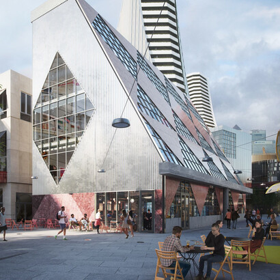 Greenwich Design District is amalgamation of buildings with playful contrasts