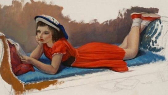 Leon Kroll (American, 1884–1974) Child Reading, 1943 Oil on paper 19 1/8 x 27 1/8 inches Parrish Art Museum Clark Collection