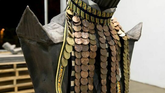Andra Ursuta, II Conversion Table, 2012, cast iron, trims, coins, 94 x 46 x 20 cm (detail)