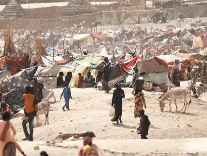 Campo de refugiados en Chad, resultado de la Guerra civil sudanesa, mayo de 2023