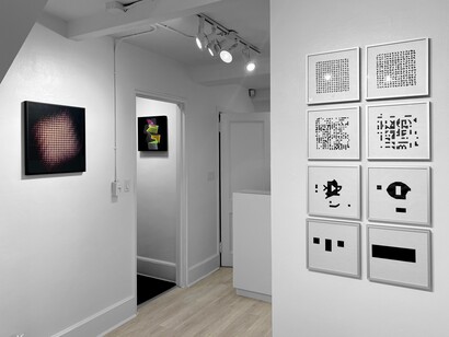 Gottfried Jager and Manfred Mohr, Generative aesthetics, exhibition view. Courtesy of Sous Les Etoiles Gallery