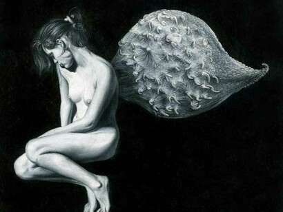 José Molina. La cacciata dal paradiso, 2015. Matita grassa su carta
