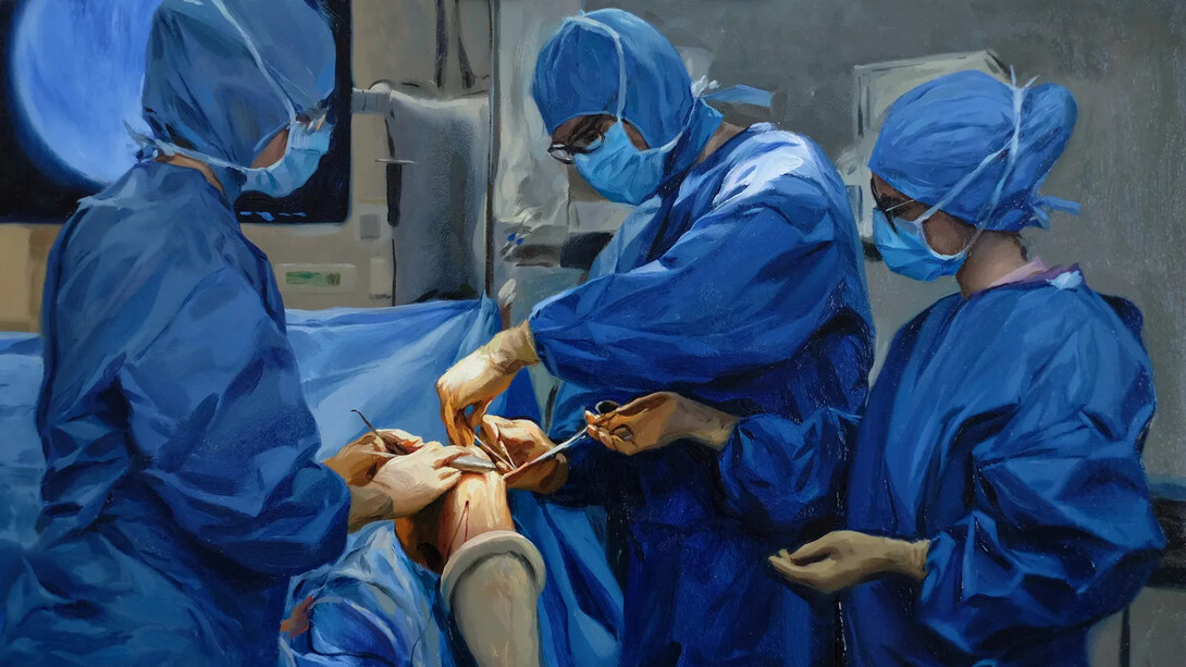 Alexandre Clair, Opération des ligaments croisé (Dr.Jeremy Cogneault) (détail), 2025. Avec l'aimable autorisation de la Galerie By Lara Sedbon