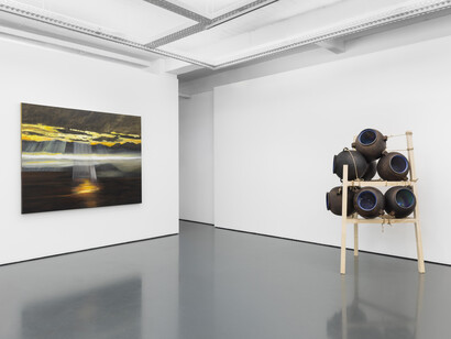 Manuel Chavajay, Rupeequul kaajuleew / Vientre de los cosmos (the womb of the cosmos), exhibition view. Courtesy of Pedro Cera. Photo by Bruno Lopes
