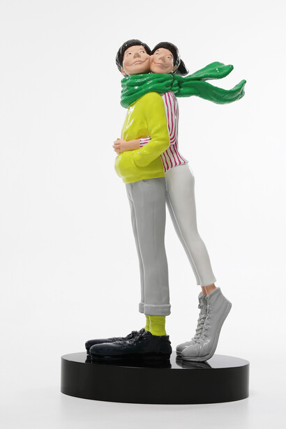 Kim Gyoung Min, You & me, 60x30x110cm, Painted on bronze, 2020, edition 5