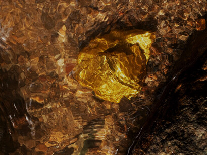 Pepitas de oro en un río