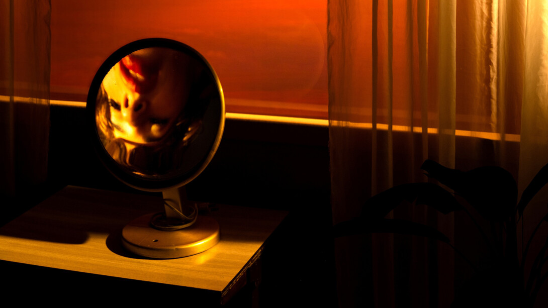 Tania Franco Klein, Rounded mirror, window (self-portrait), from Break in case of emergency, 2022. Courtesy of Yancey Richardson 