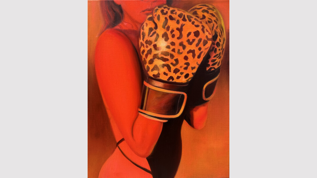 Tao Siqi, Punch, 2023, Oil on canvas, 19 3/4 x 15 3/4 in (50 x 40 cm). Courtesy of the Artist, Capsule Shanghai, and Nathalie Karg Gallery