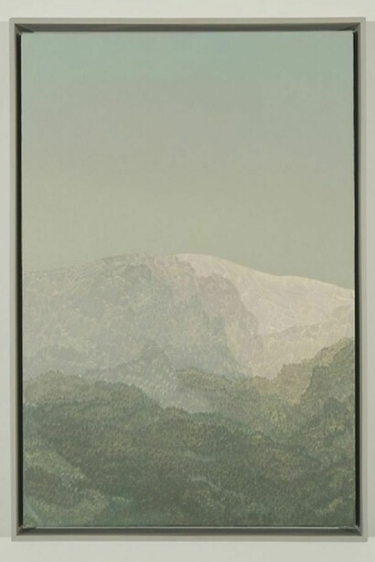 Jake Longstreth, Particulate Matter #21, 2013, oil on canvas with artist frame, 19 by 15 inches