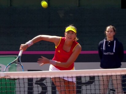 Garbiñe Muguruza en su partido contra Roberta Vinci