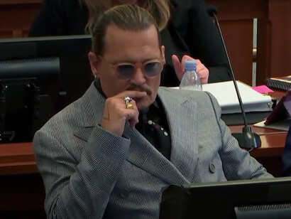 Johnny Depp in the courtroom at the Fairfax County Circuit Court in Fairfax, Virginia