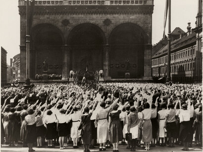 Associated Press Wirephoto · Unknown Photographer, "Hail to Hitler", May 16, 1933, silver gelatin print on glossy fibre paper, printed by May 22, 1933, 16,7 (18) x 21,5 (22,9) cm, Courtesy: Daniel Blau Munich/London