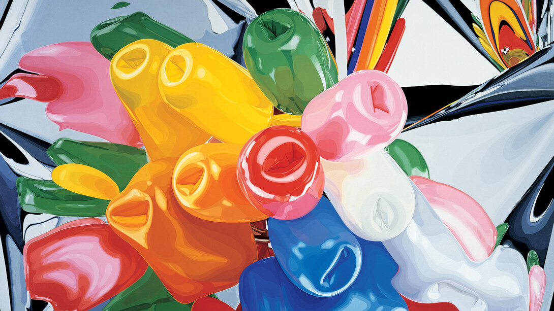 Tulips, 1995 – 98. Oil on canvas, 111 3⁄8 x 131 in. (282.9 x 332.7cm). Private collection © Jeff Koons
