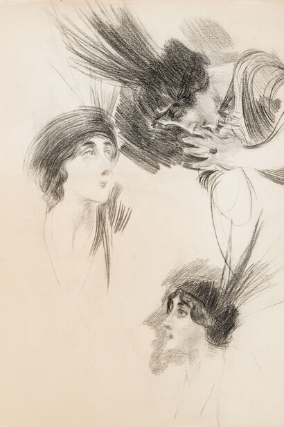 Giovanni Boldini, Tre studi per il ritratto della Marchesa Dora di Rudinì Labouchère, Matita su carta, 572 x 458 mm