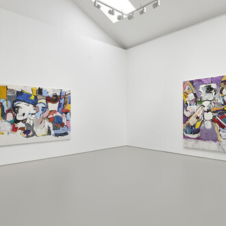 Eddie Martinez, Purple flopper, exhibition view. Courtesy of Galerie Max Hetzler