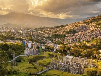 Panoramic view of Medellín, Antioquia, Colombia, representing the country’s growth into a center of innovation, business, and urban development