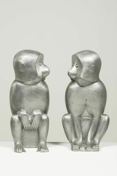 François-Xavier Lalanne (1927 - 2008), Singe Alternatif (pair), 2011, Zinc, 76 x 18 x 16 cm; (29 7/8 x 7 x 6 1/4 in.) each, Edition of 8, Copyright the artist, Courtesy Ben Brown Fine Arts