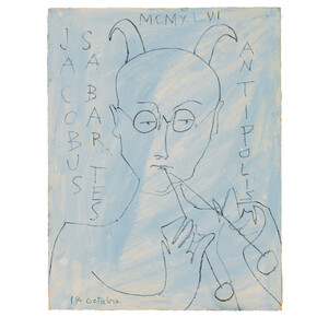 Pablo Picasso
Jaume Sabartés como un fauno tocando el aulos
14 de octubre del 1946. Carboncillo sobre papel pintado previamente de azul celeste, 66 x 50,5 cm. Museu Picasso, Barcelona. Donación Jaume Sabartés, 1962. MPB 70.239. Museu Picasso, Barcelona. Fotografía, Gasull Fotografia