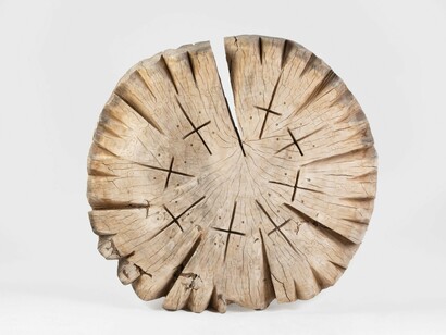 Randall Wilson, Untitled Carving XVII, 2023, cottonwood,
36 x 38 x 7 inches. Courtesy of the artist and Gerald Peters Contemporary