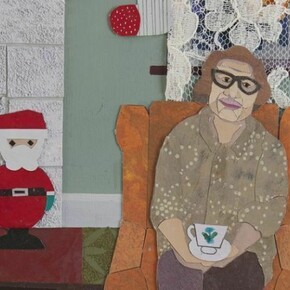 Ann Toebbe, Company (detail), 2012, cut paper, gouache and graphite on panel, 24 by 30 inches