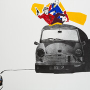 Khaled Takreti, Bang.. Bang.. Bang, 2014, Acrylic on canvas, 106 x 160 cm