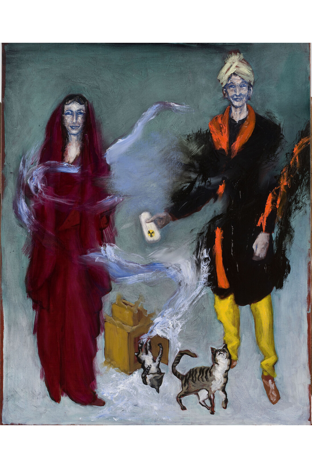 Gérard Garouste, Le Chat de Schrodinger,
2015, huile sur toile, 81 x 65 cm.
Galerie Daniel Templon, Paris/Bruxelles.
© Courtesy Galerie Daniel Templon, Paris.
Photo Bertrand Huet/Tutti. © Adagp Paris 2015