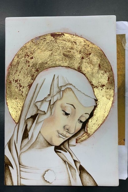 Realizzazione di icona su tavola raffigurante Madonna