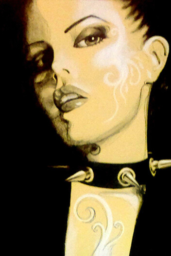 Diego Toscani, J. Ann, tecnica mista su carta. Dettaglio