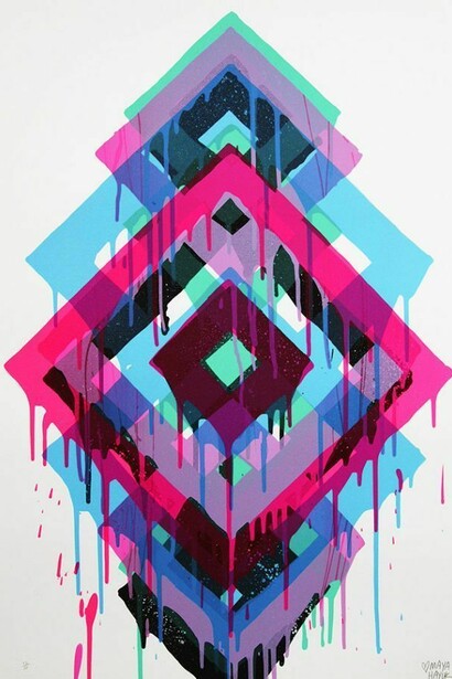 Maya Hayuk, Space Sound System, Five Colour silk screen on 330 gsm paper, Signed and numbered, 35 x 23 inches, Edition of 50, 2010