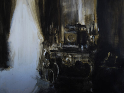 Tina Sgrò, "Consolle", acrilico su tela, 100x100, 2012