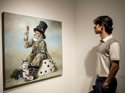 Saúl Nájera, Las leyes del Demiurgo, vista de exhibición. Cortesía de la Galería 1-2-3