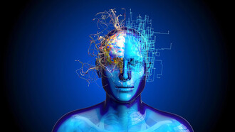 A 3D abstract visualization of brain activity, illustrating the concept of deep brain stimulation