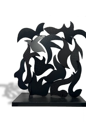 David Hayes, Screen Sculpture #83B, painted, welded diamond plated steel, 60x53x21 in